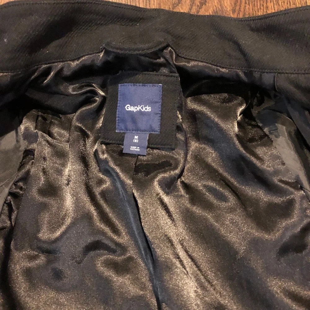Gap girls black pea coat lined size m (8)